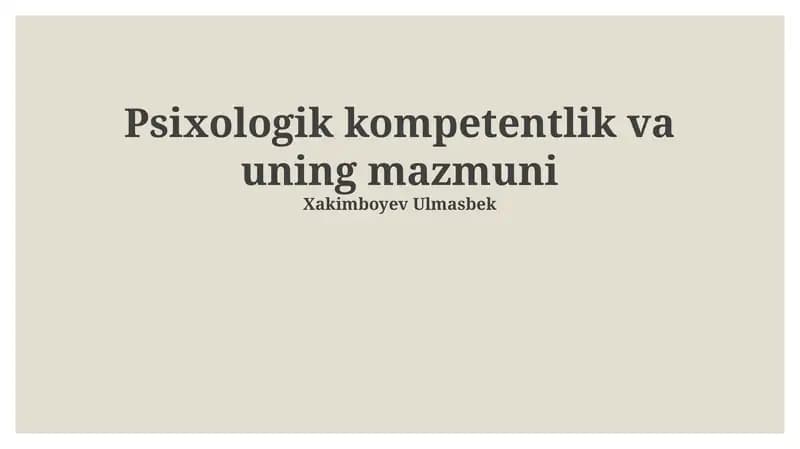 Psixologik kompetentlik va uning mazmuni