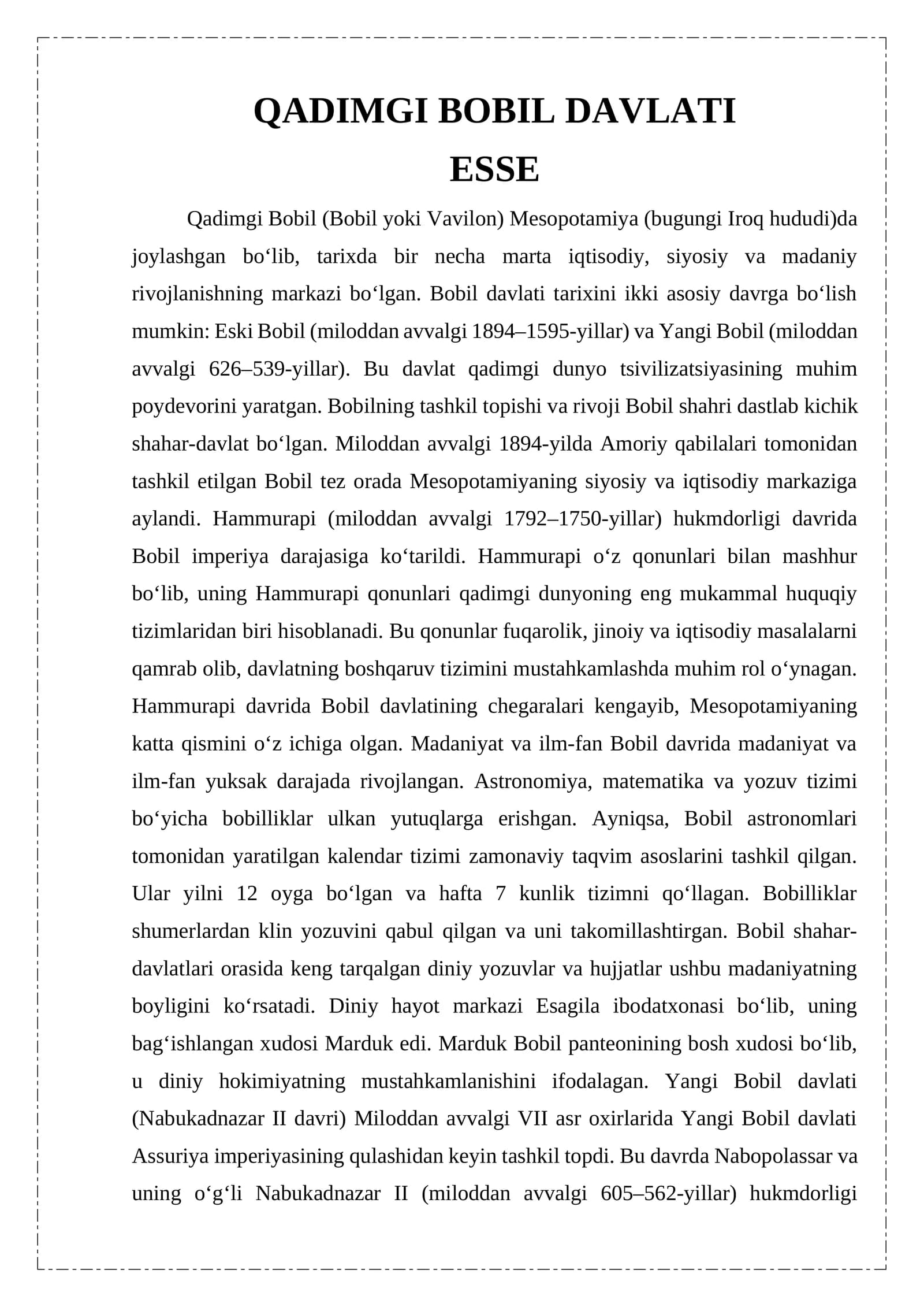 QADIMGI BOBIL DAVLATI