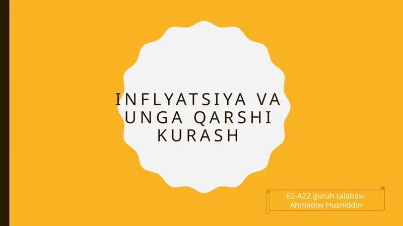 Inflyatsiya va unga qarshi kurash