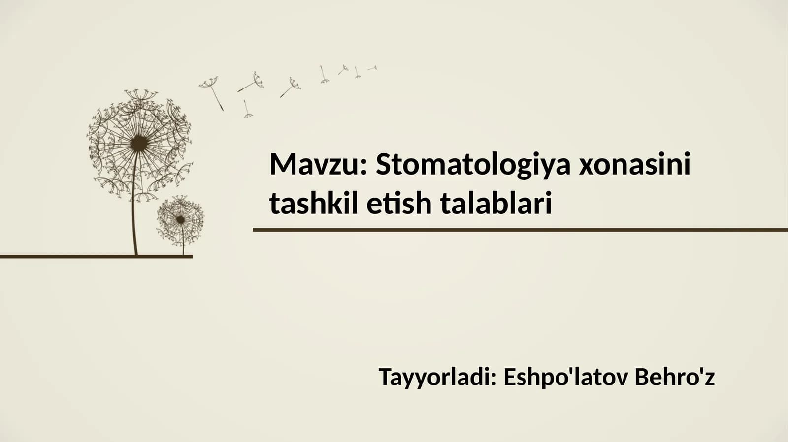 Stomatologiya xonasini tashkil etishtalablari