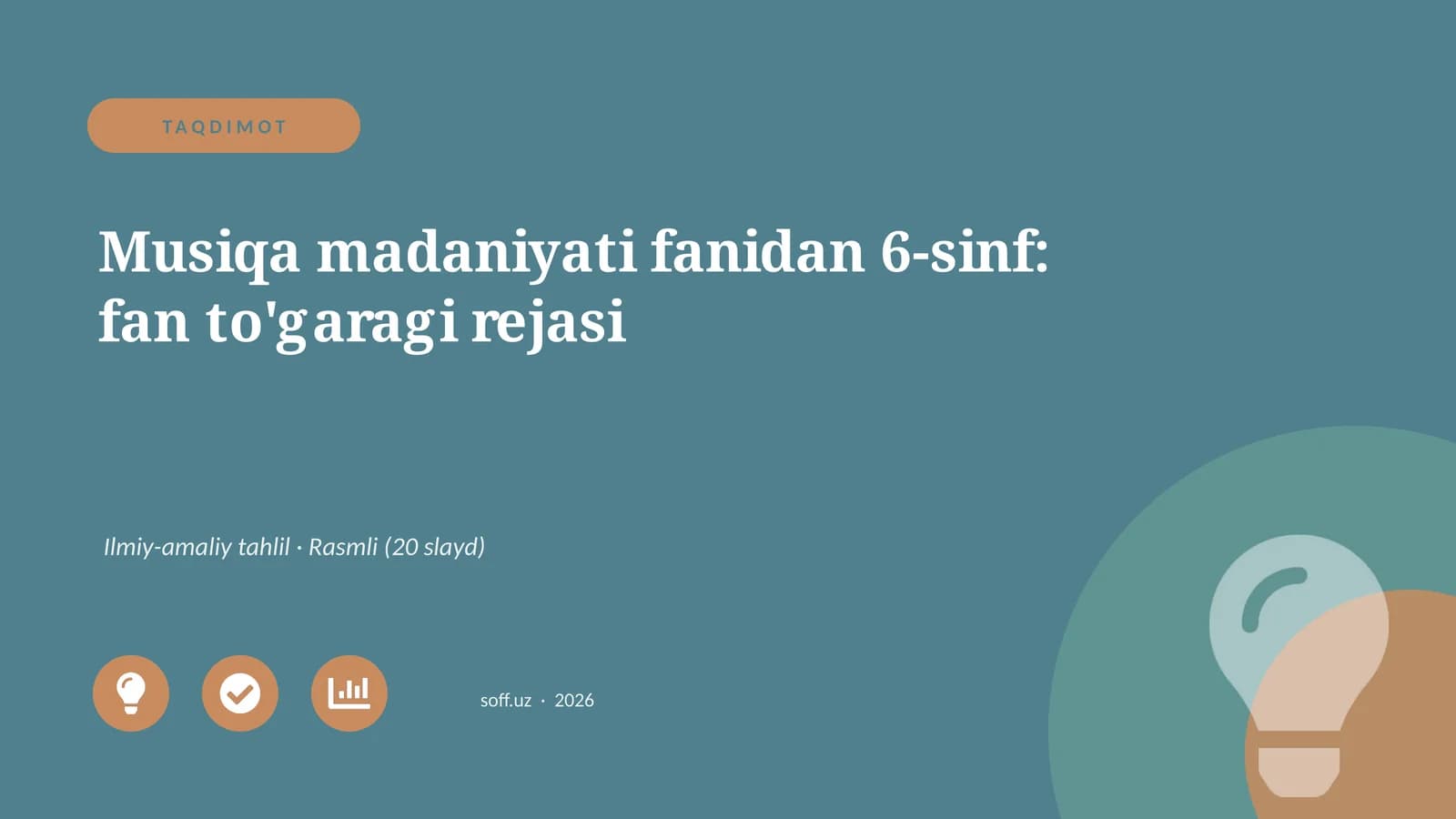 Musiqa madaniyati fanidan 6-sinf: fan to'garagi rejasi
