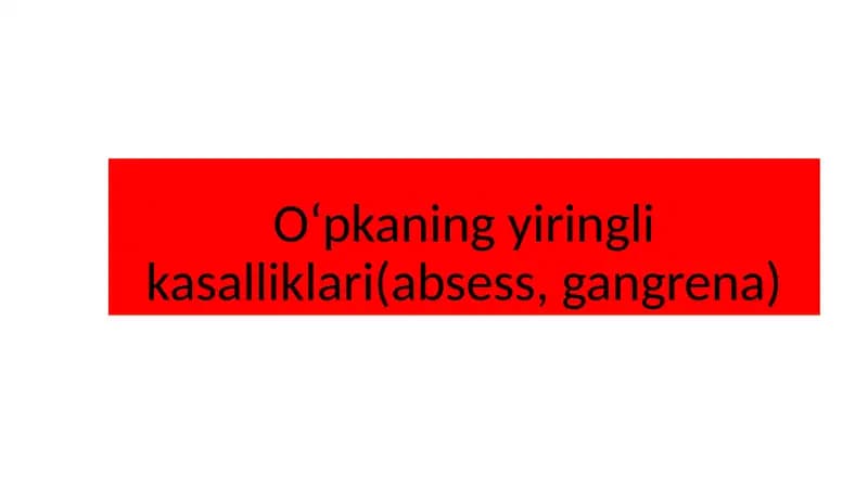 Oʻpkaning yiringlik asalliklari (absess, gangrena)