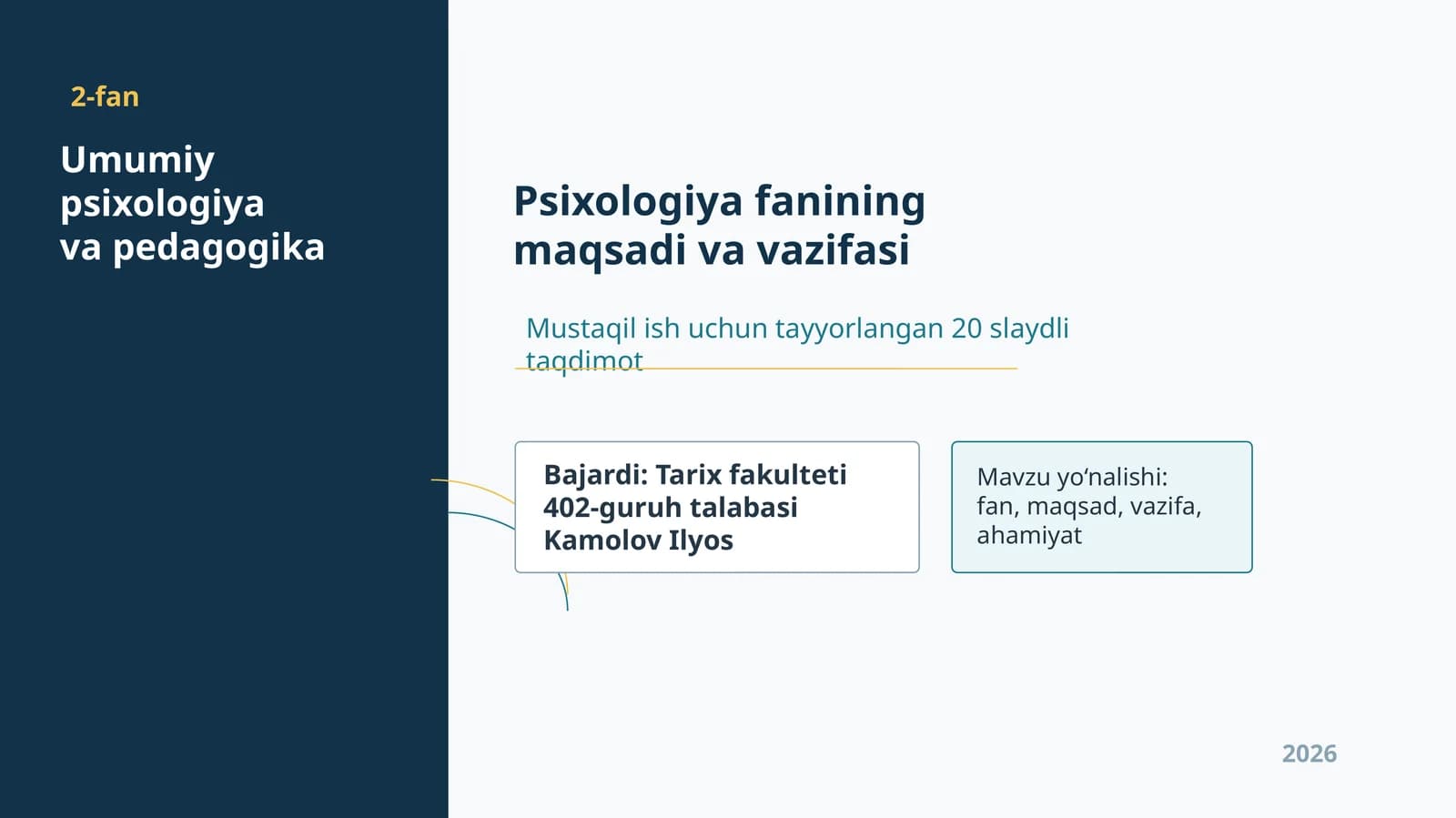 Umumiy psixologiya va pedagogika