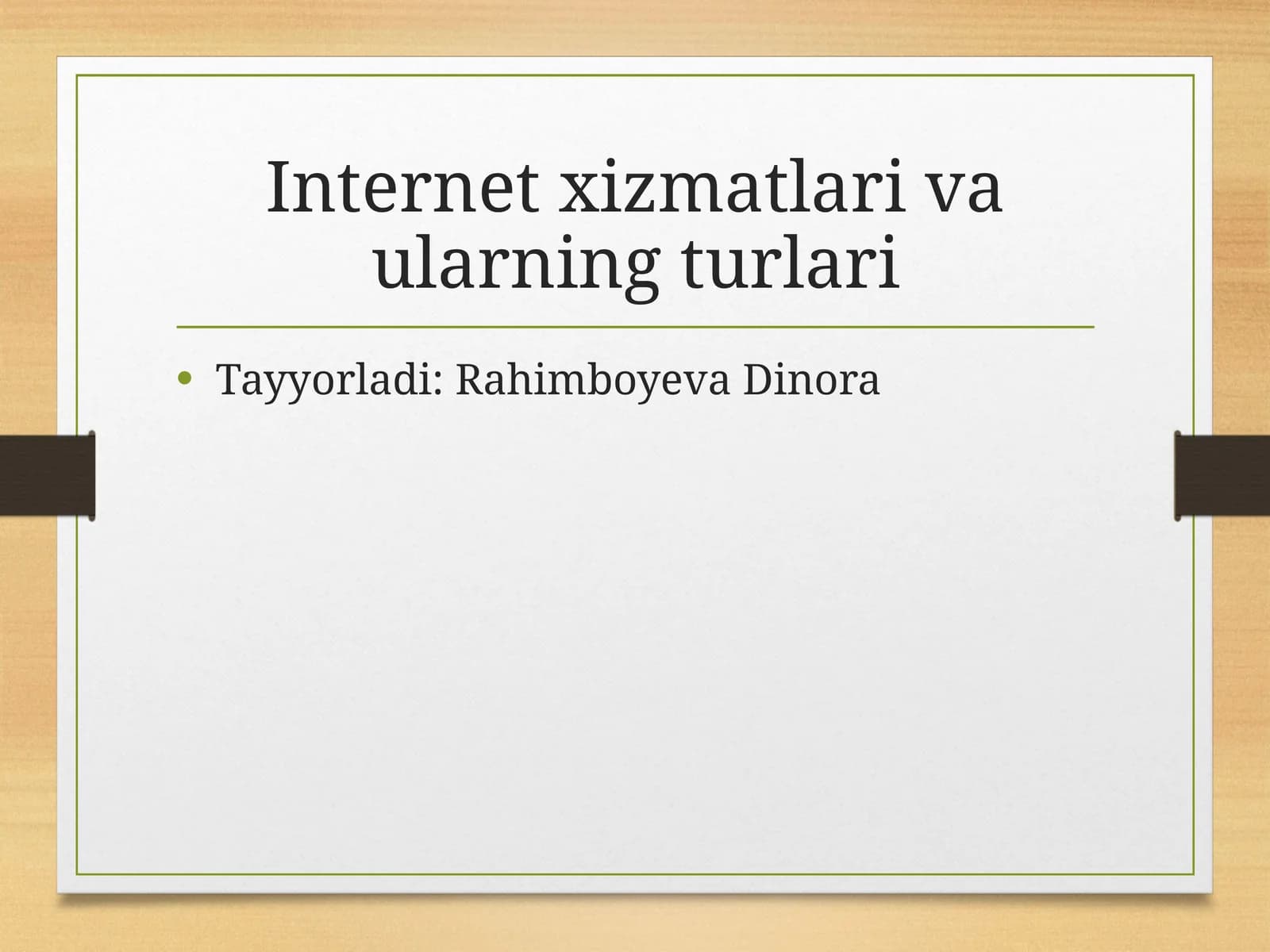 Internet xizmatlari va ularning turlari
