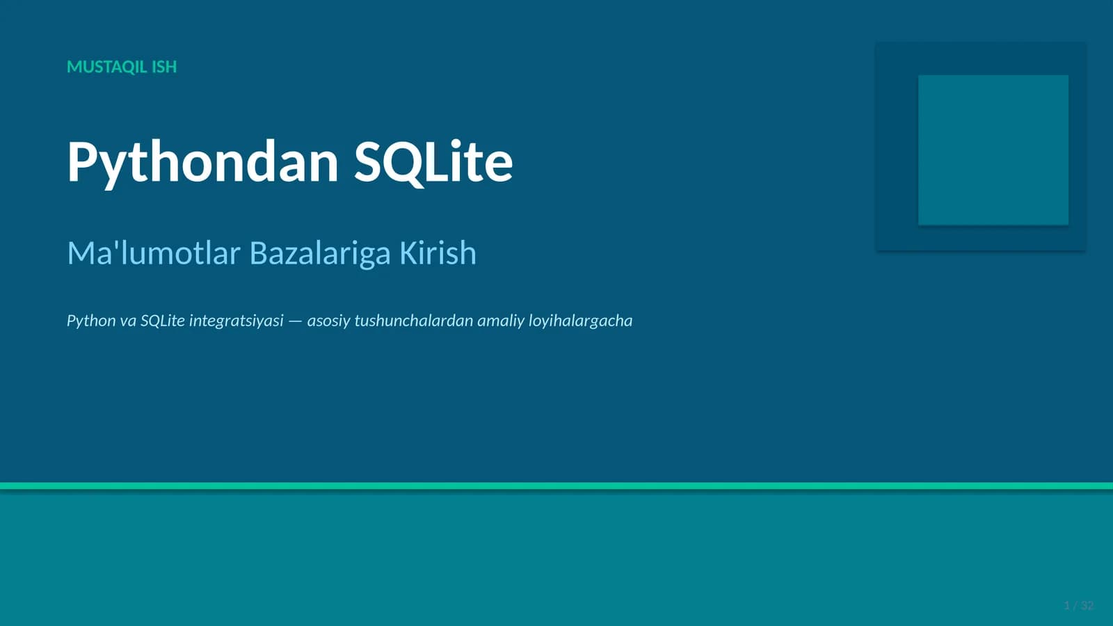 Ma'lumotlar Bazalariga Kirish