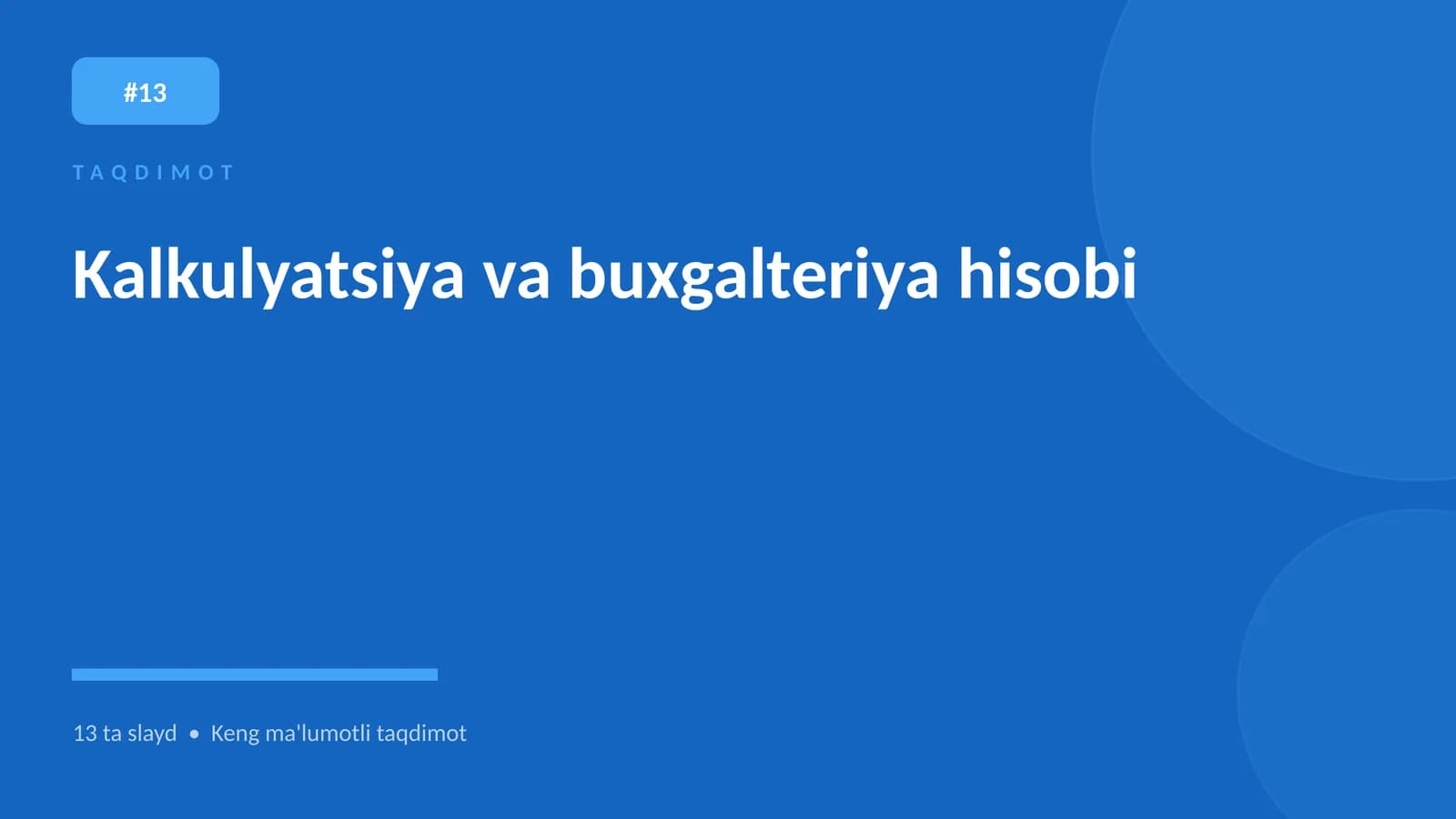 Kalkulyatsiya va buxgalteriya hisobi