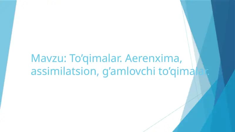 To’qimalar. Aerenxima, assimilatsion, g’amlovchi to’qimalar.