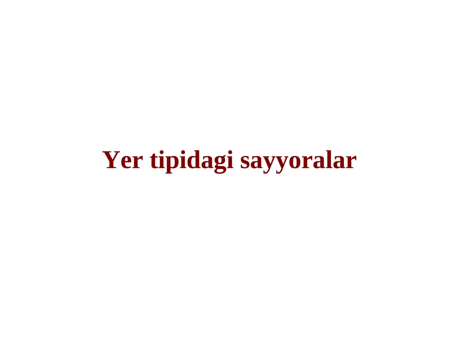 Yer tipidagi sayyoralar
