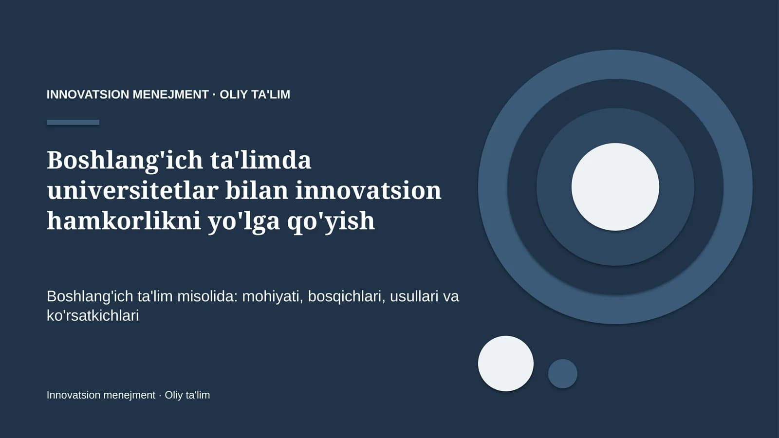 Innovatsion menejment · Oliy ta'l