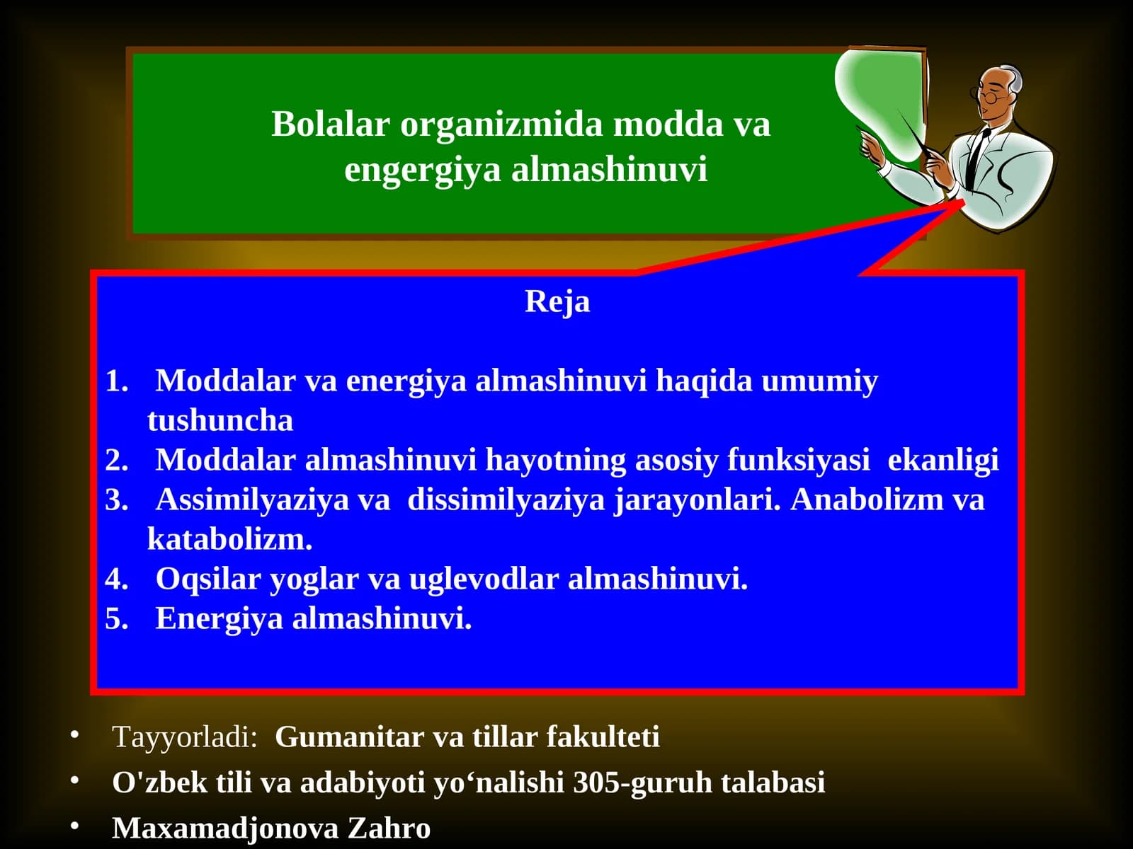 Bolalar organizmida modda va energiya almashinuvi