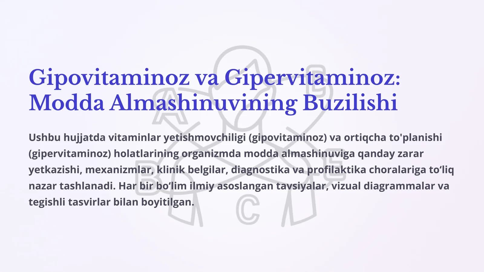 Gipovitaminoz va Gipervitaminoz: Modda Almashinuvining Buzilishi