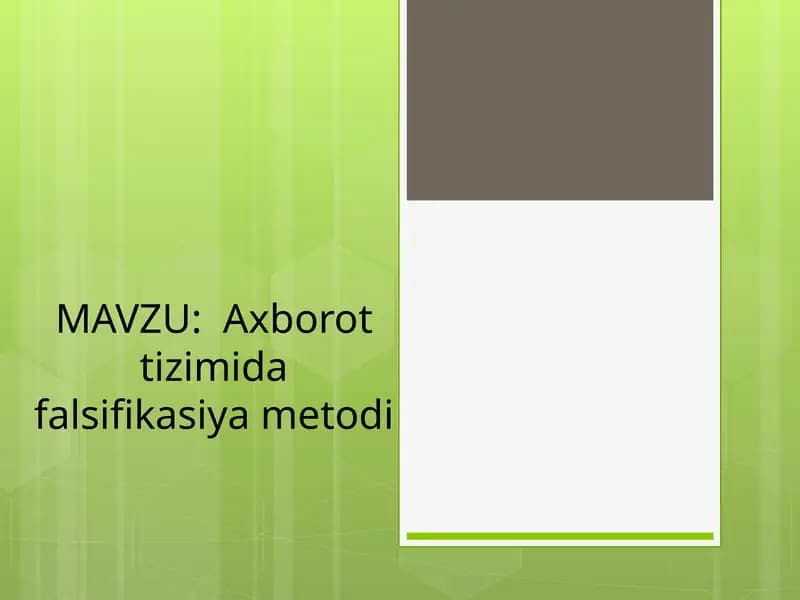 Axborot tizimida falsifikasiya metodi