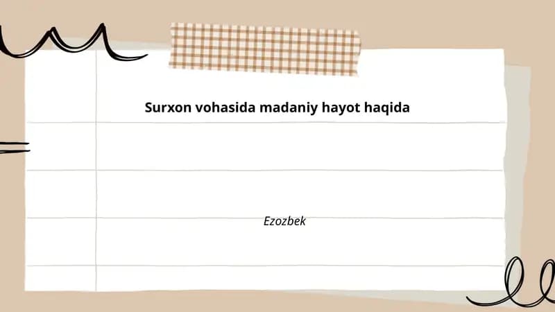 Surxon vohasida madaniy hayot haqida