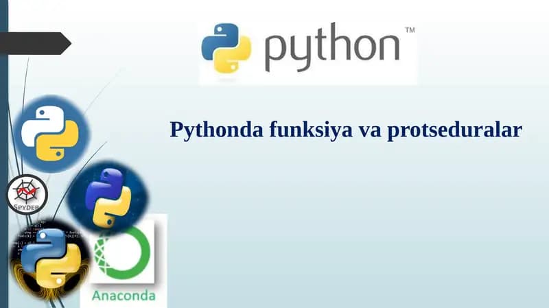 Pythonda funksiya va protseduralar