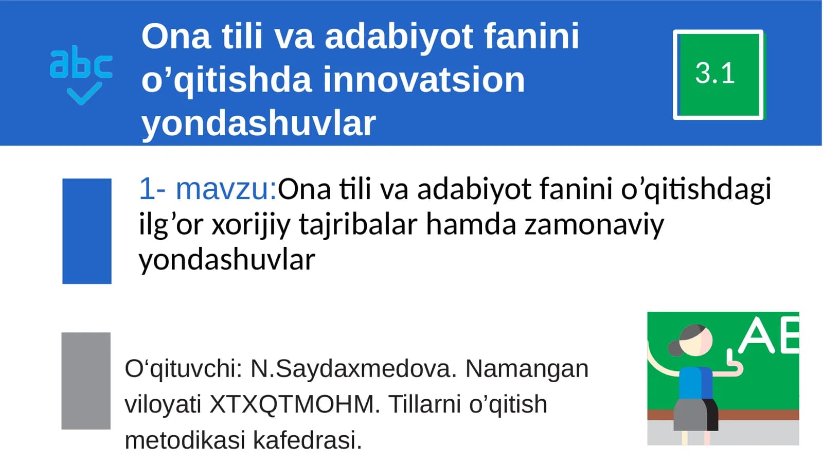 Ona tilivaadabiyotfanini o’qitishda innovatsion yondashuvlar