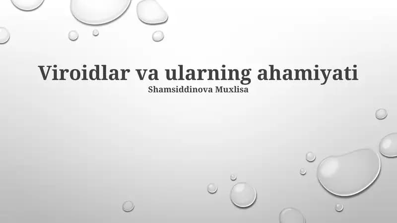 Viroidlar va ularning ahamiyati