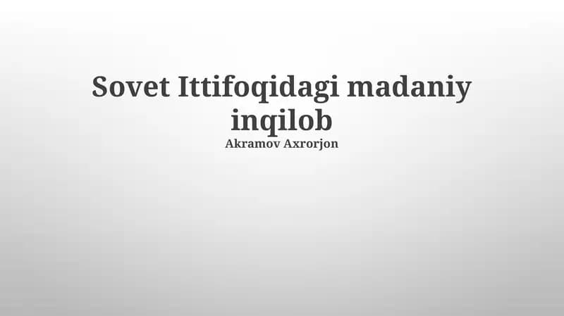 Sovet Ittifoqidagi madaniy inqilob