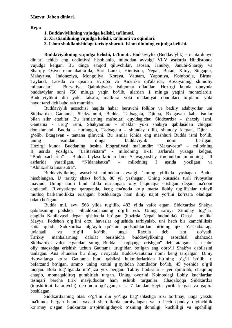 Buddaviylikning vujudga kelishi, ta'limoti