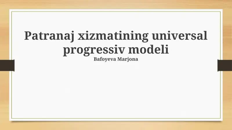 Homiy xizmatining universal progressiv modeli