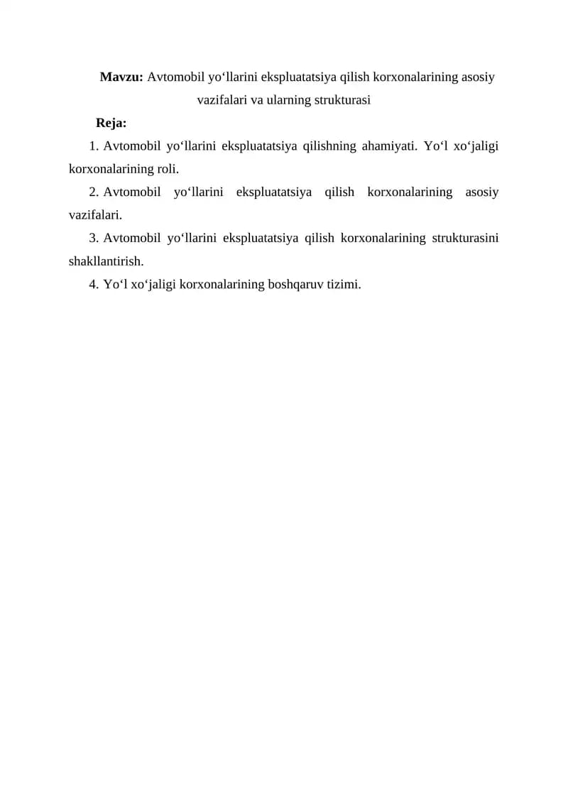 Avtomobil yo‘llarini ekspluatatsiya qilish