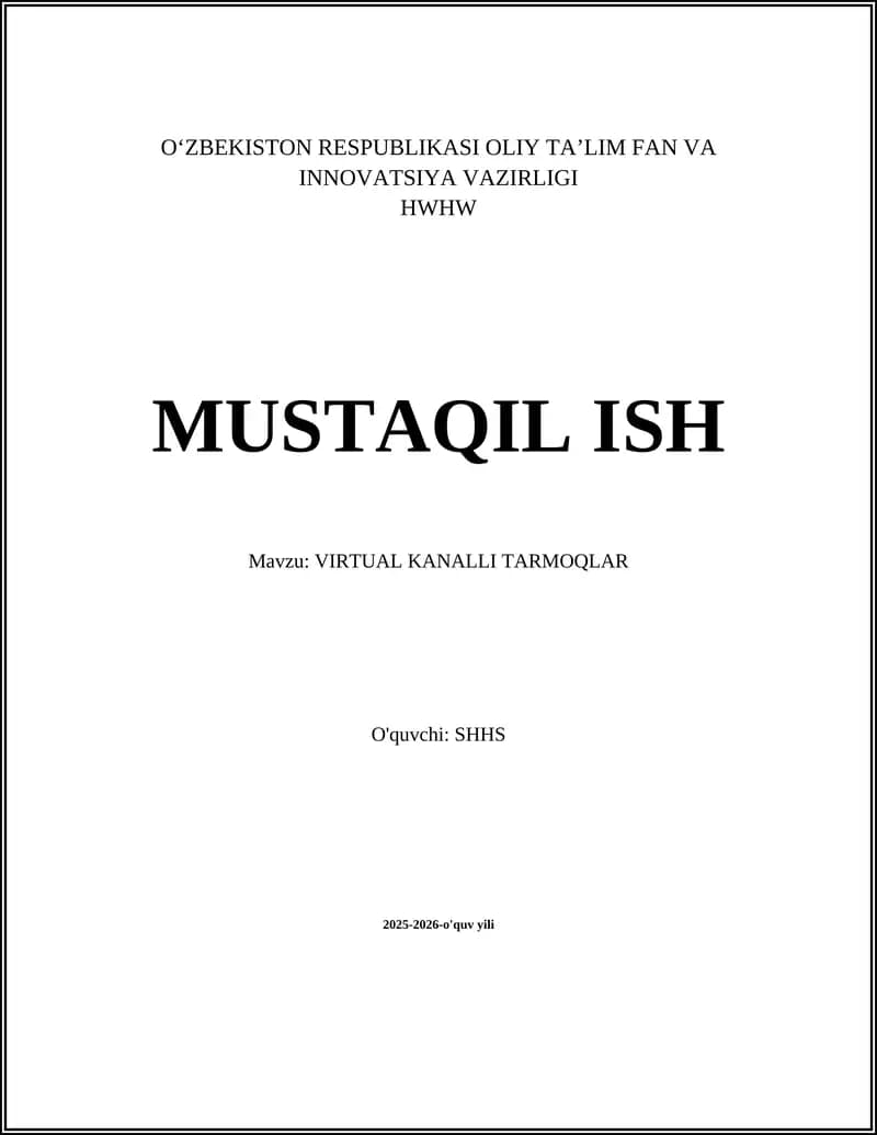 VIRTUAL KANALLI TARMOQLAR