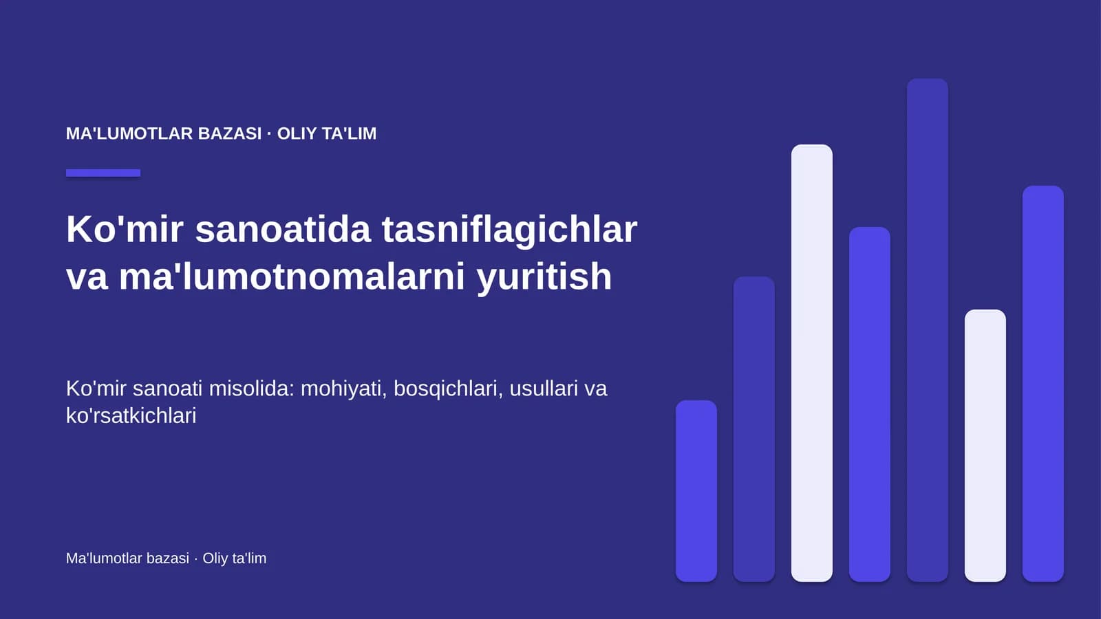 Ko'mir sanoatida tasniflagichlar va ma'lumotnomalarni yuritish