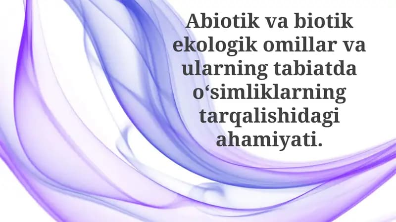 O'simliklar Tarqalishi