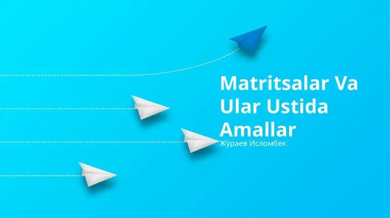 Matritsalar Va Ular Ustida Amallar