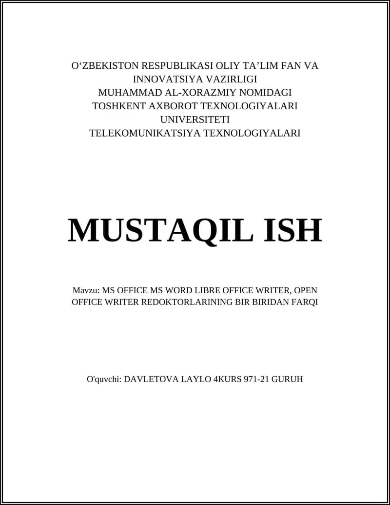 MS OFFICE MS WORD LIBRE OFFICE WRITER, OPEN OFFICE WRITER REDOKTORLARINING BIR BIRIDAN FARQI