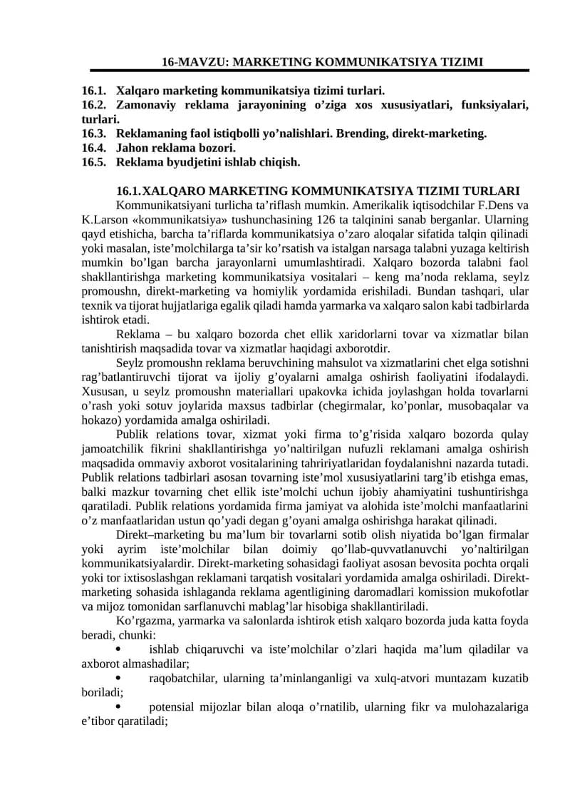 MARKETING KOMMUNIKATSIYA TIZIMI