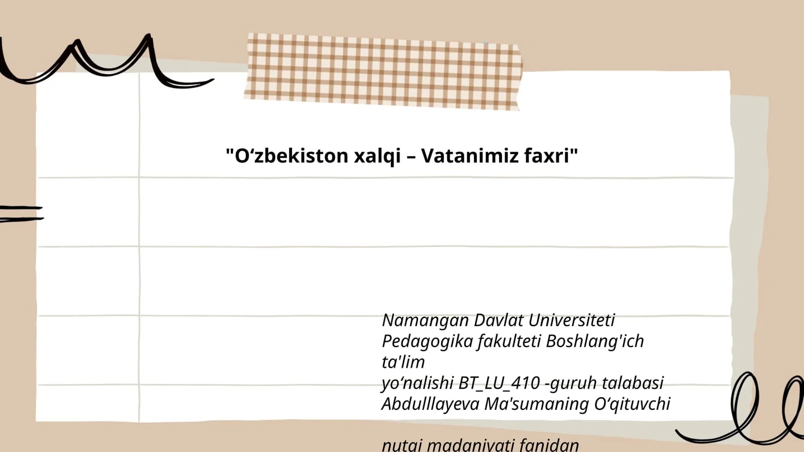 Oʻzbekiston xalqi – Vatanimiz faxri