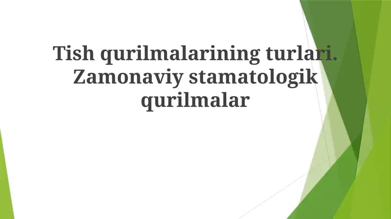 Zamonaviy Stomatologik Asbob-uskunalar