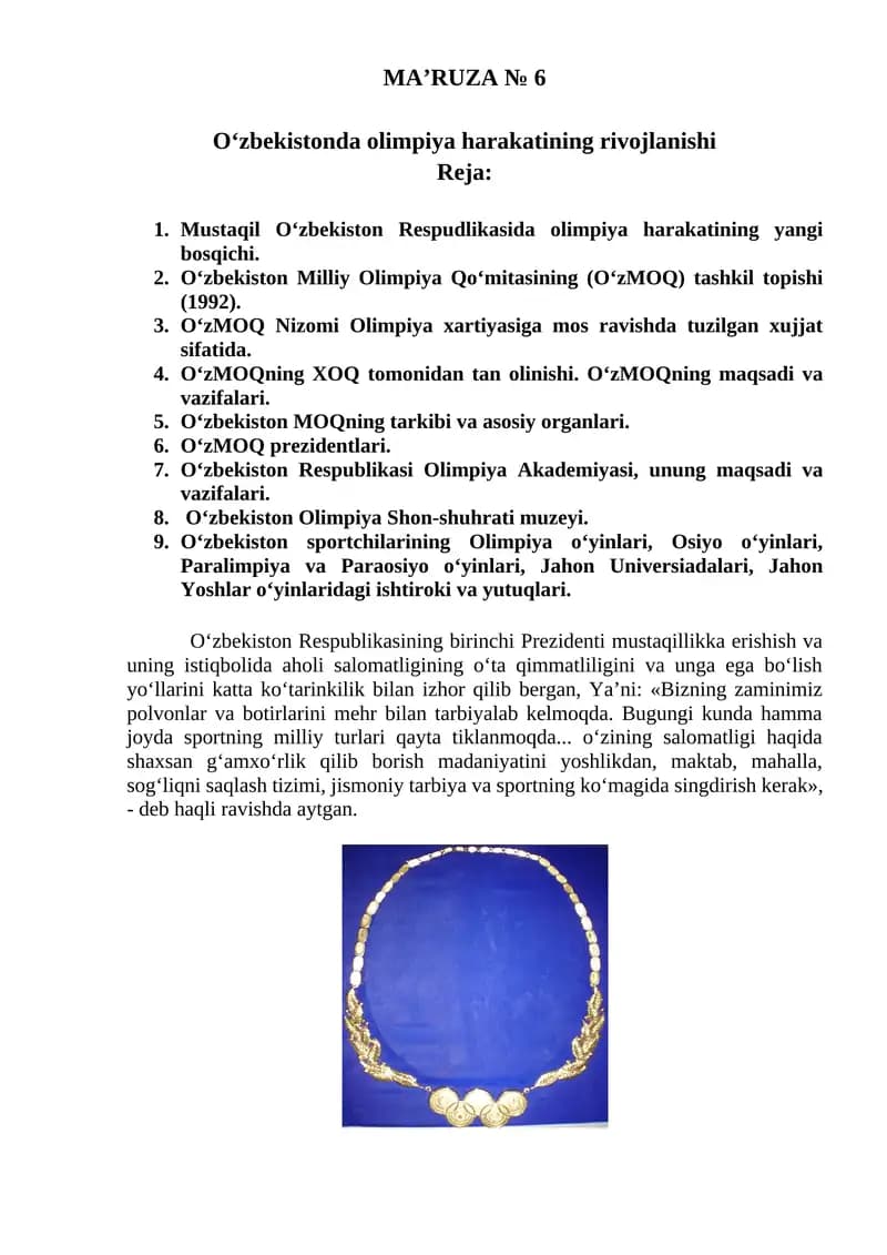 MA’RUZA № 6