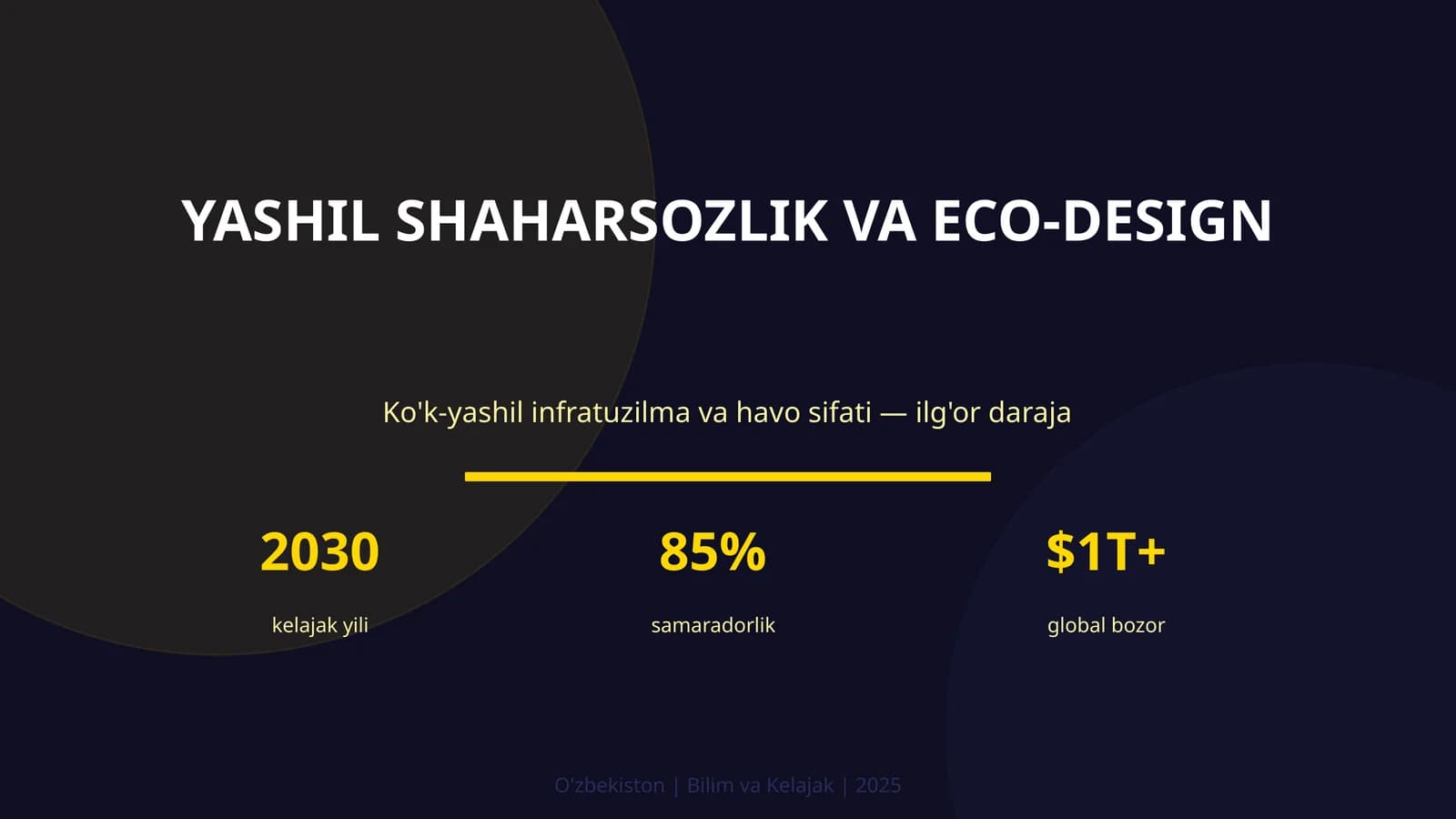 YASHIL SHAHARSOZLIK VA ECO-DESIGN