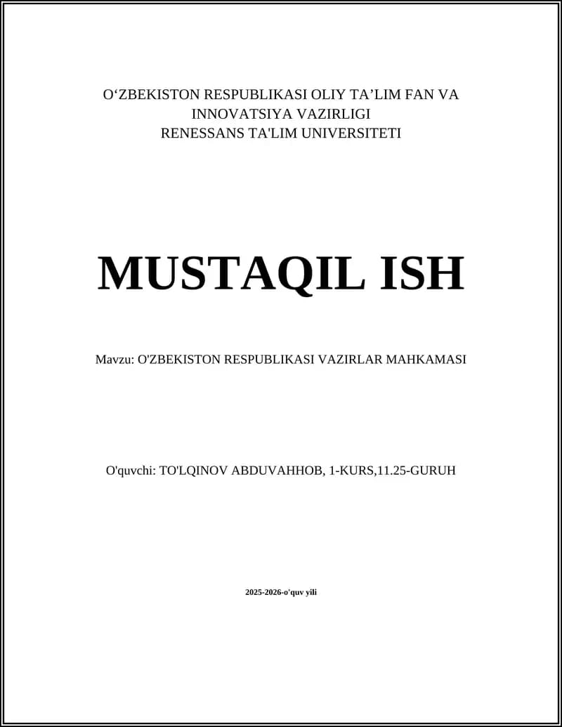 Oʻzbekiston Respublikasi Vazirlar Mahkamasi
