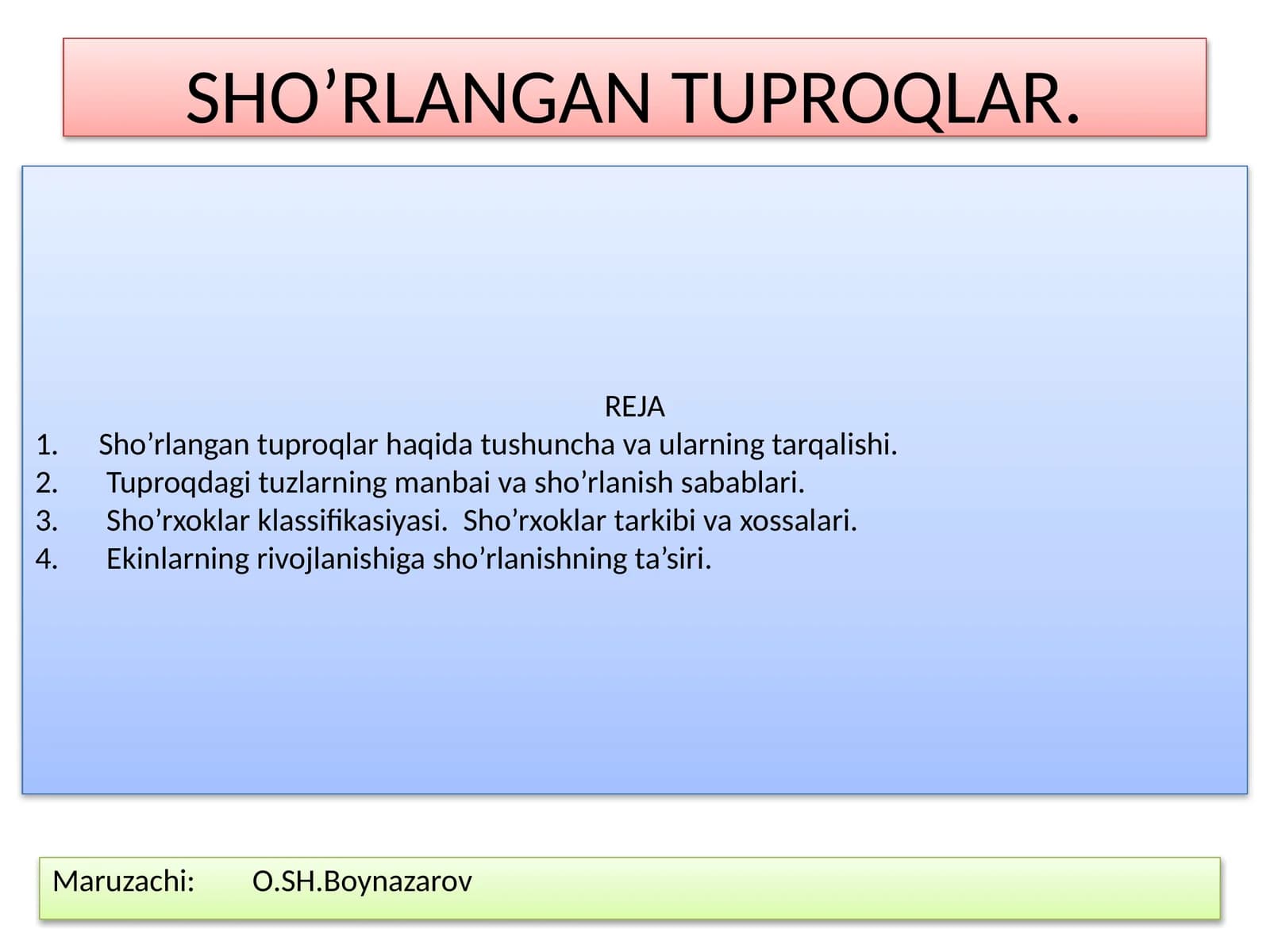 SHO’RLANGAN TUPROQLAR