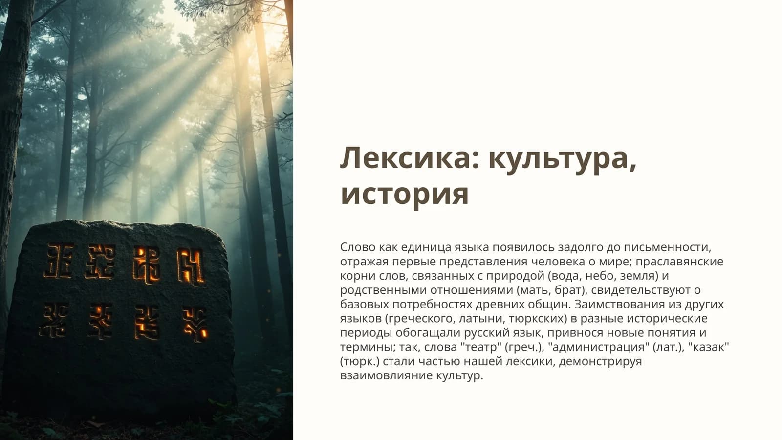 Лексика культура, история