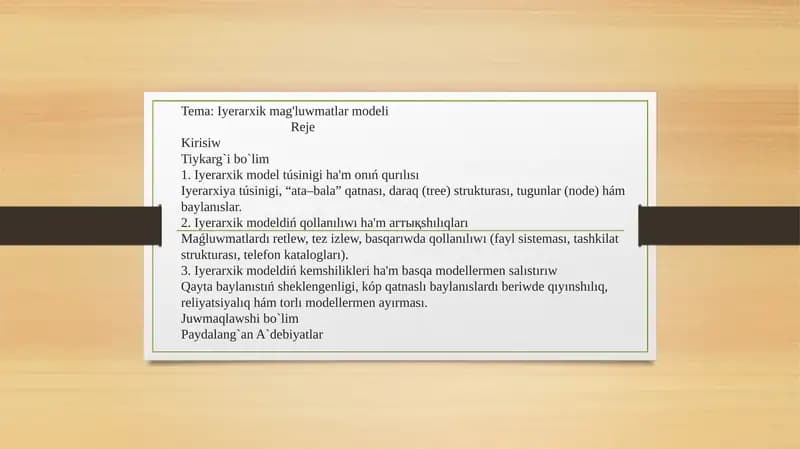 Iyerarxik mag'luwmatlar modeli