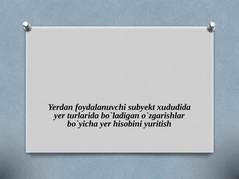 Yer turlari o'zgarishini hisobga olish