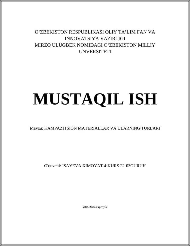 KAMPAZITSION MATERIALLAR VA ULARNING TURLARI