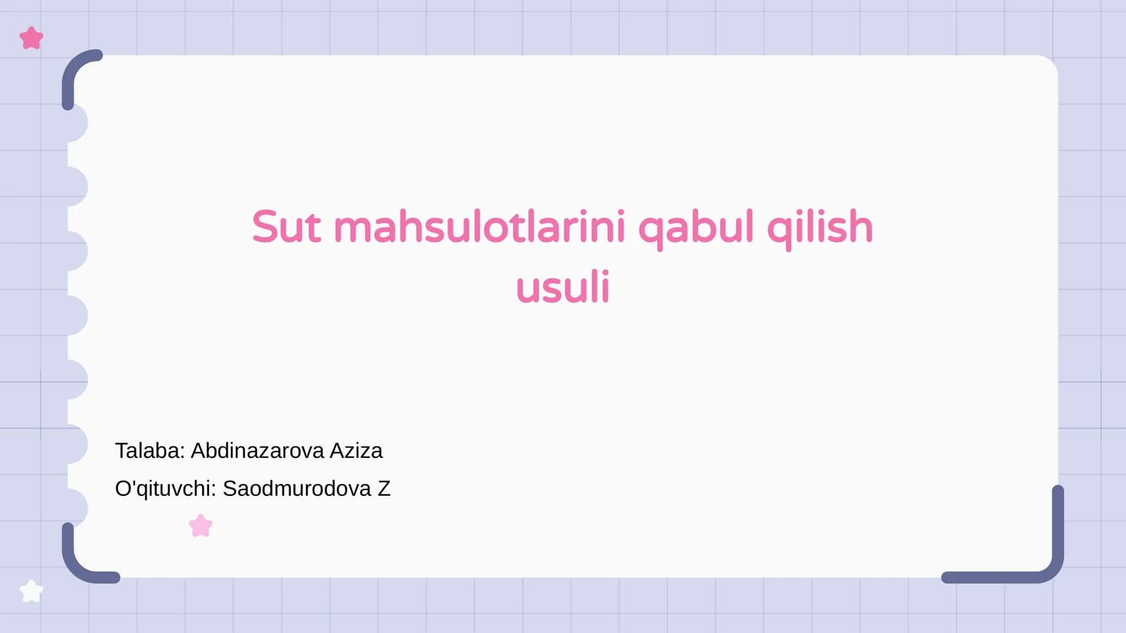 Sut mahsulotlarini qabul qilish usuli