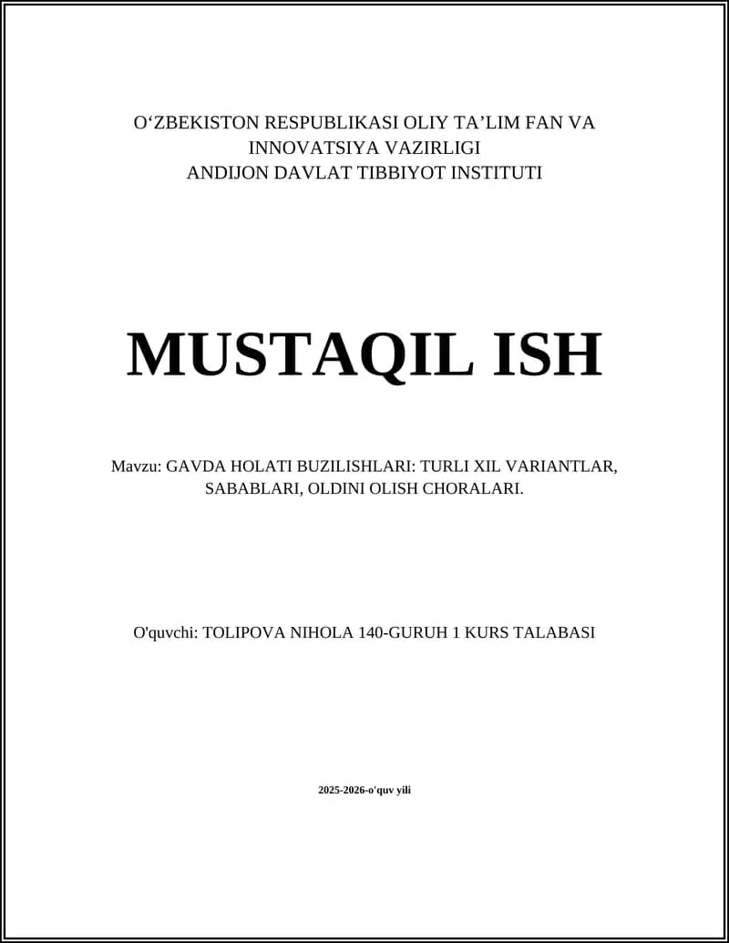 GAVDA HOLATI BUZILISHLARI: TURLI XIL VARIANTLAR, SABABLARI, OLDINI OLISH CHORALARI