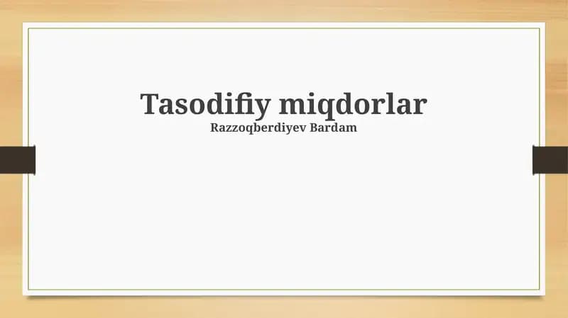Tasodifiy miqdorlar