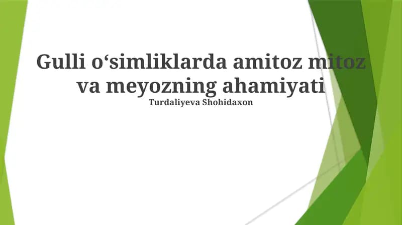 O'simliklarda Amitoz, Mitoz va Meyoz Ahamiyati