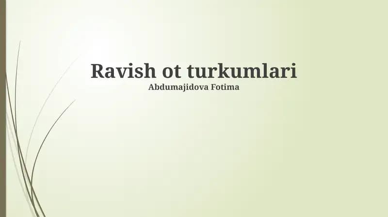 Ravish ot turkumlari