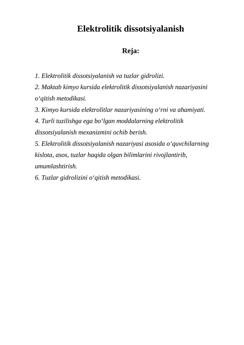 Elektrolitik dissotsiyalanish