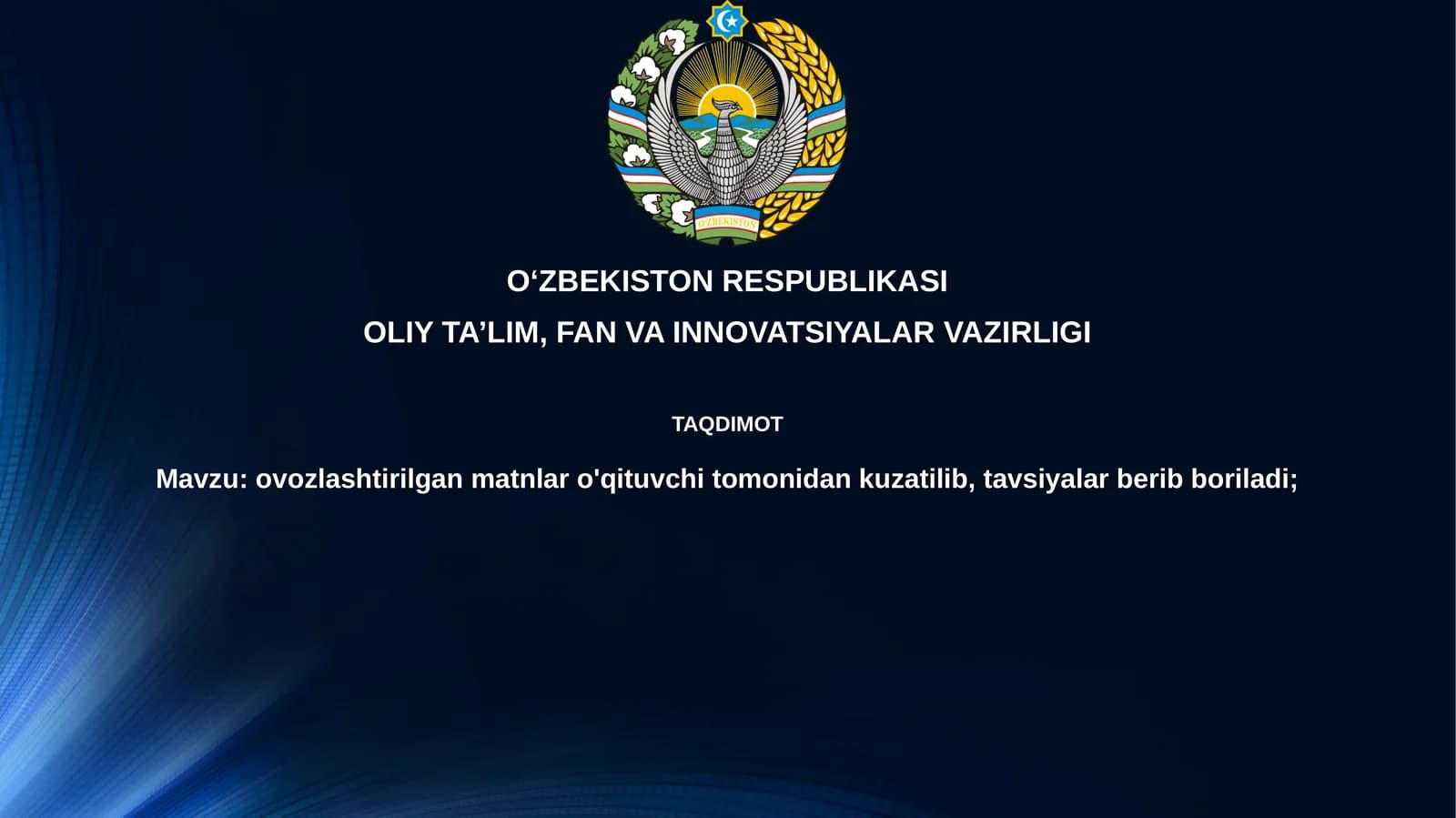 O'qituvchilar uchun tavsiyalar