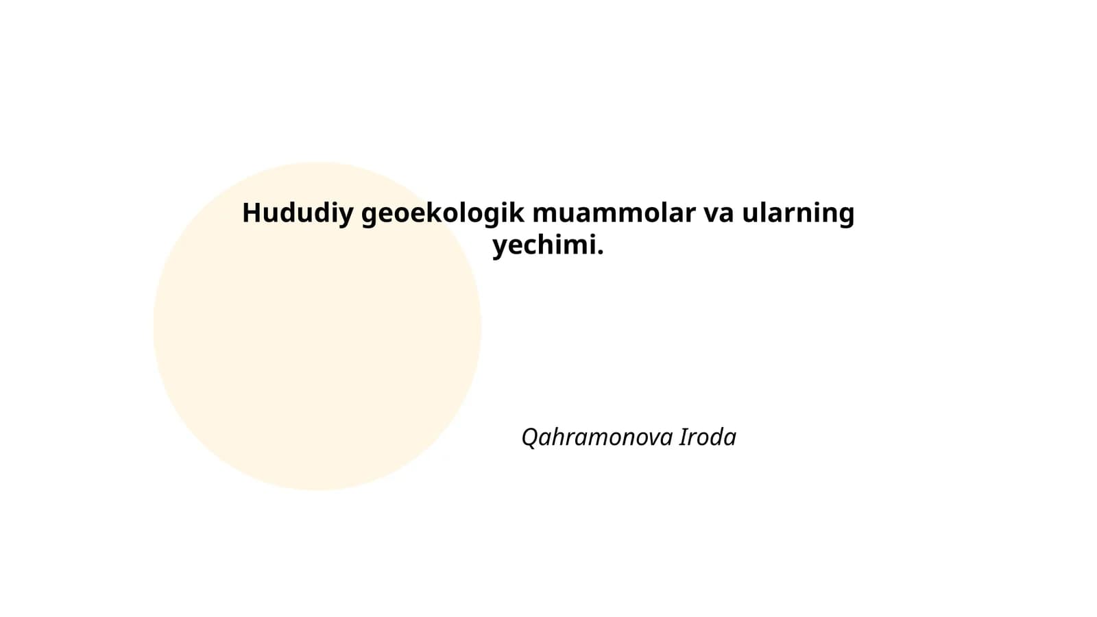 Hududiy geoekologik muammolar va ularning yechimi