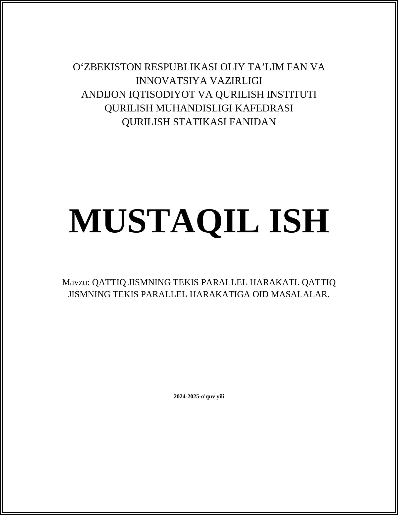 QATTIQ JISMNING TEKIS PARALLEL HARAKATI