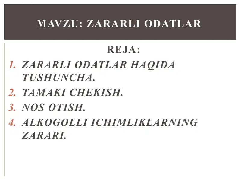 Zararli odatlar haqida tushuncha